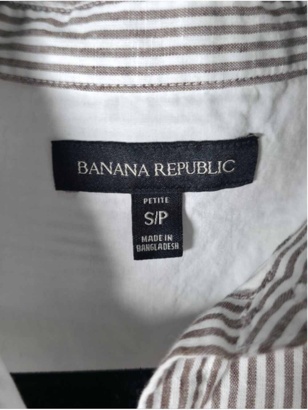 Banana Republic Petite Striped Shirt Dress Brown White Sleeveless Belted Midi - Picture 11 of 11